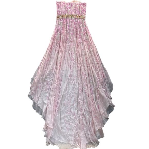 Sherri Hill Vintage 8503 Pink Strapless High-Low Iridescent Sequins Prom Dress 4 - Picture 5 of 10